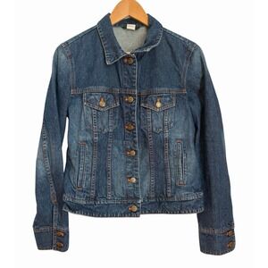 J. Crew Classic Denim  Jean Jacket Womens Size Medium Indigo Blue Casual Chic